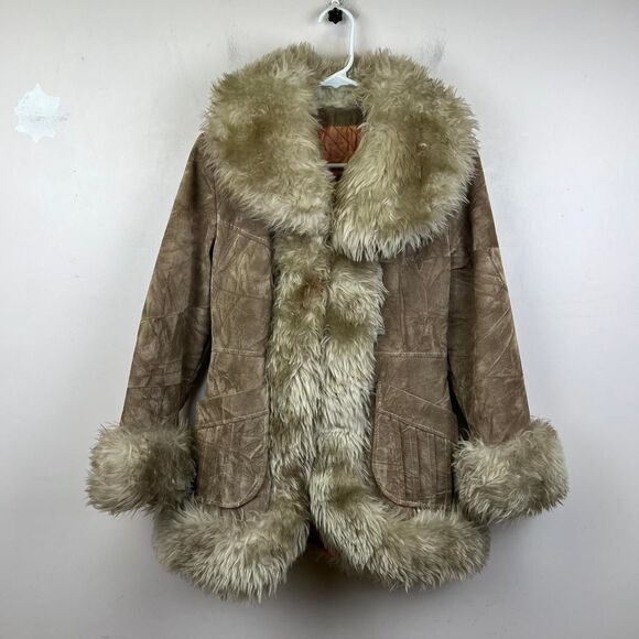 Vintage Genuine Suede Leather Fur Shepa  with a boho western vibe Y2K Size S - Picture 1 of 7